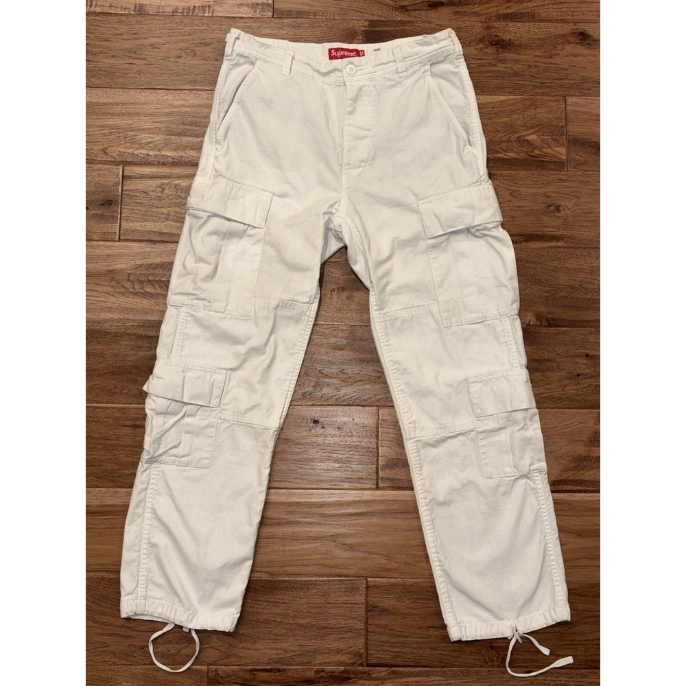 Supreme Double Knee Denim Utility Pant In White Size 30x28.5